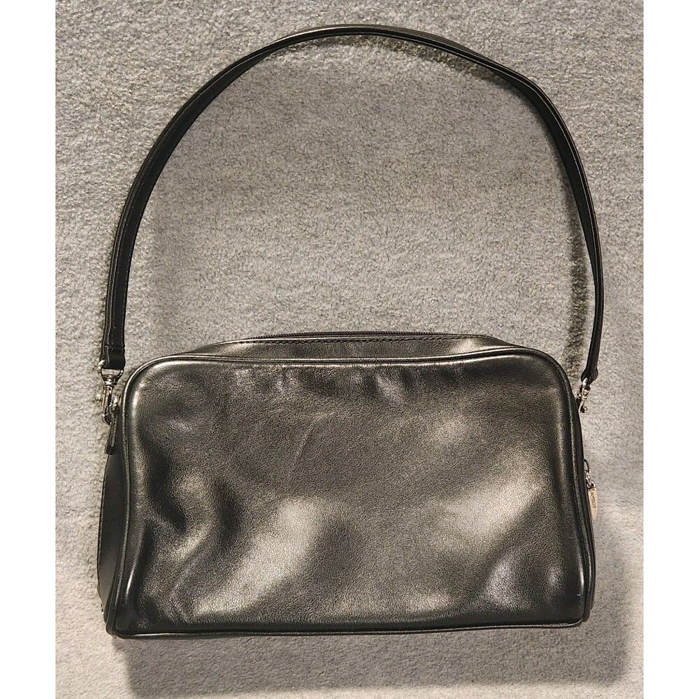 Aurielle Black Leather Purse Shoulder Handbag Lots of Storage